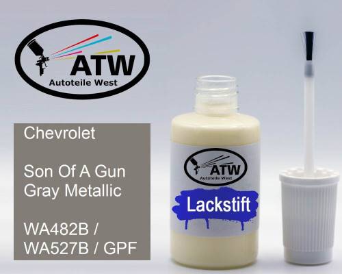 Chevrolet, Son Of A Gun Gray Metallic, WA482B / WA527B / GPF: 20ml Lackstift, von ATW Autoteile West.